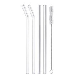 4/8 buc. paie reutilizabile din sticlă Paie de băut din sticlă transparentă, tuburi de 8 inci, 8 mm, paie pentru suc de ceai, pa
