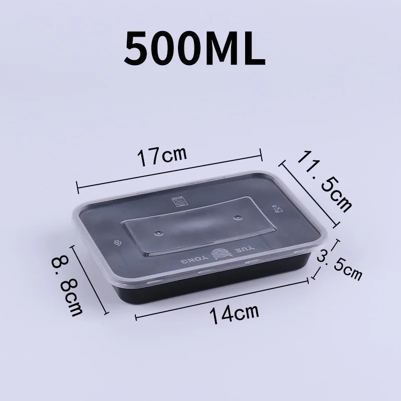 10 buc. Recipiente din plastic de unică folosință pentru alimente negre. Recipiente pentru scoatere cu capac pentru salate. Reci