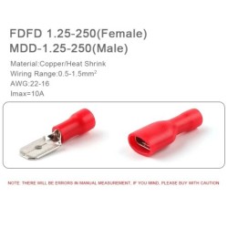 50PCS FDD/MDD 6.3mm Terminal Roșu Albastru Galben Femeie Masculin Spade Izolați Electrice Sertizare Terminale Conectori Cablaj C