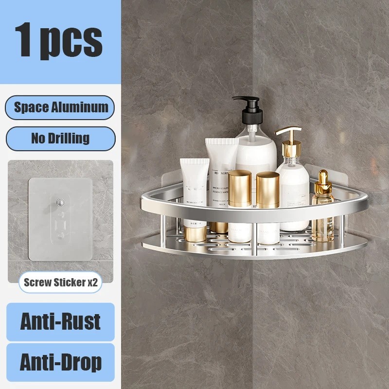 Raft de baie Organizator de depozitare pentru machiaj Raft de șampon din aliaj de aluminiu Raft de duș Accesorii pentru baie Raf