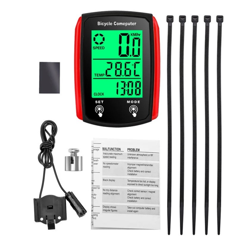 Vitezometru cu fir pentru bicicletă, computer LCD, contor de viteză, engleză, rezistent la apă, accesorii pentru biciclete, ilum