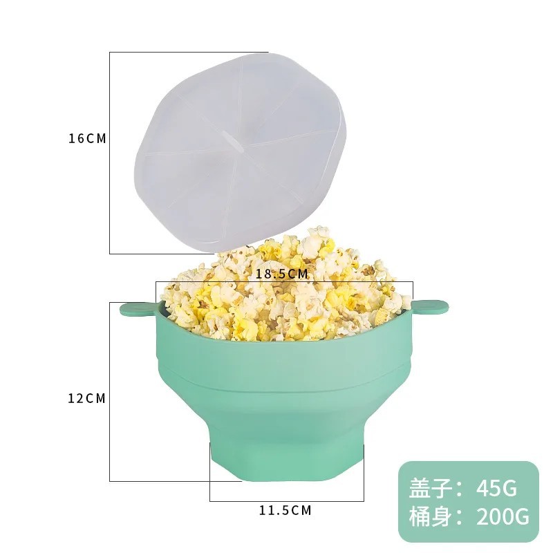 Bol din silicon pentru cuptorul cu microunde pentru floricele de porumb, pliabil, bol cu găleată, cu capac, pliabil, pentru flor