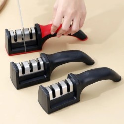Ascuțitor de cuțite de mână, multifuncțional, în 3 etape, instrument de ascuțire rapidă, cu bază anti-alunecare, accesorii pentr