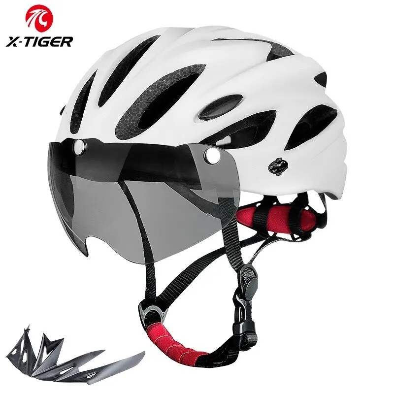 Cască de bicicletă cu lumină din spate LED Cască de ciclism pentru adulți, 58-62 cm, ușoară, respirabilă, colorată, accesorii pe