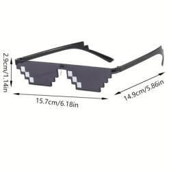 Ochelari de soare cu mozaic 2 buc. Ochelari de soare cu nuanțe vintage de petrecere cool pentru bărbați Ochelari de soare pixela