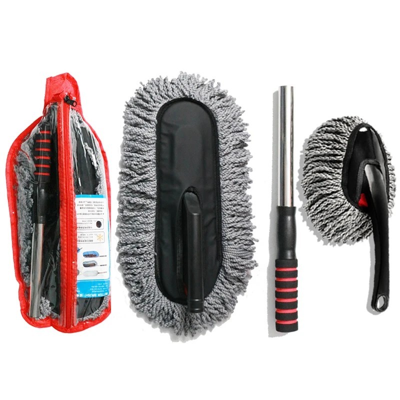Mop de spălat auto SEAMETAL Mâner scalabil Dispozitiv de îndepărtare a prafului Perie de ceară Kit de curățare auto din microfib