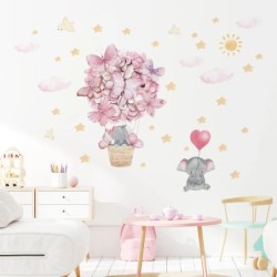 2 bucăți de desene animate drăguț iepure roz balon nori autocolante de perete pentru decor camera copiilor decorațiuni de perete