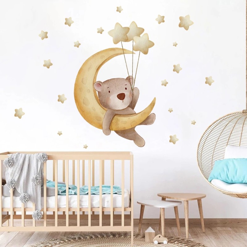 1 buc Autocolante de perete elefant roz desene animate Decor camera Decalcomanii de perete pentru dormitor Camera bebelușului Pe