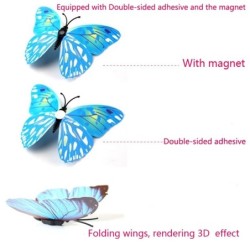 Stilul nou, 12 buc. Autocolante de perete 3D cu fluturi cu strat dublu, decorarea camerei de acasă, fluturi pentru decorarea nun