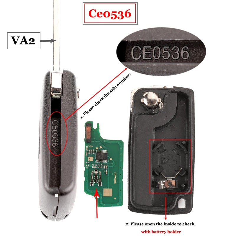 jingyuqin 2 butoane telecomandă cheie auto ASK/FSK 434Mhz pentru Citroen C4 C5 C6 C8 Xsara Picasso pentru Peugeot 107 207 307 30