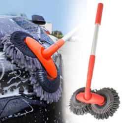 Cap dublu de perie rotativ Mop de spălat auto Accesorii de întreținere pentru curățarea geamurilor de acoperiș Mop telescopic cu