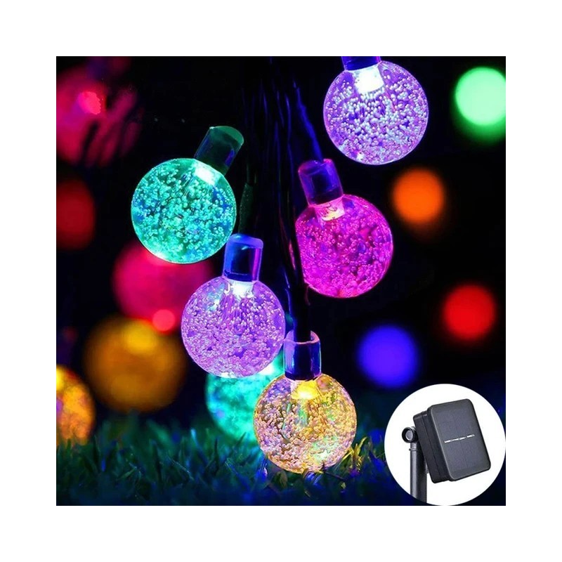 Glob de cristal solar Ghirlandă de Crăciun 60 LED-uri 8 moduri de iluminare Ghirlandă de Crăciun pentru grădina 1buc/2buc.