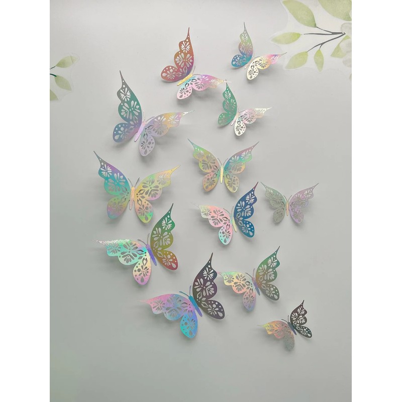 12 bucăți 3D Hollow Butterfly Sticker de perete Dormitor Sufragerie Decor pentru casa Fluture de hârtie