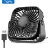 Mini ventilator portabil USB TOPK de 4 inchi pentru camping, ventilator personal de masă silențios cu 3 viteze, ventilatoare în 