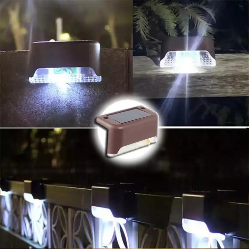 Lampă solară cu trepte cu LED alb cald Cale scară Lumini de grădină în aer liber Impermeabil pentru balcon Decor pentru gard de 