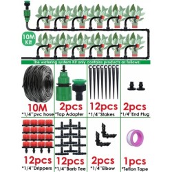 KESLA Kit sistem automat de udare pentru irigare prin picurare de grădină, duze de 1/4 inchi pentru plante bonsai, flori de gazo