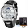 LIGE Ceas casual pentru bărbați Ceas de mână sport cu quartz, din piele de lux, impermeabil, cronograf, militar, pentru bărbați,
