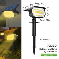 72/68 LED-uri Lumini solare pentru peisaj în aer liber IP65 Lumină solară impermeabilă cu 3 moduri Spot solar de grădină pentru 