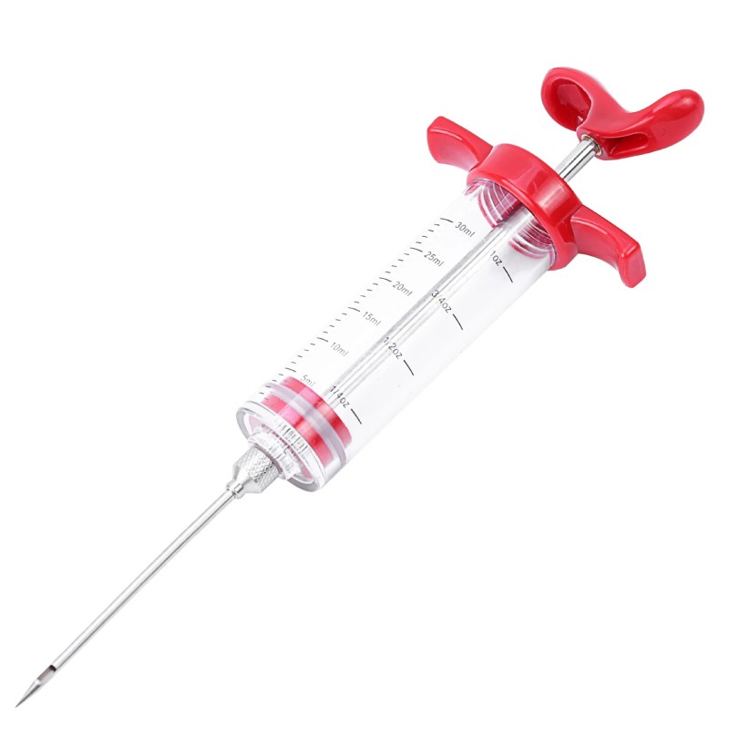 LMETJMA Seringă cu injector pentru carne cu 3 ace pentru injector pentru marinată pentru grătar Kit injector pentru curcan Injec