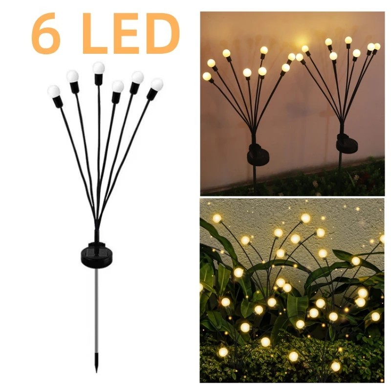 6/8/10 LED-uri de grădină cu energie solară lumini de licurici în aer liber, rezistente la apă, lumini vibrante balansoare pentr