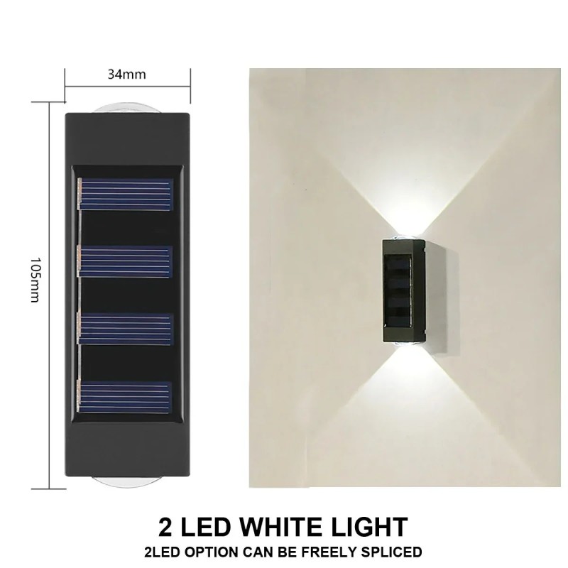 Lampă solară de perete în aer liber, rezistentă la apă, cu energie solară, în sus și în jos, iluminează casa, grădină, curte, lu