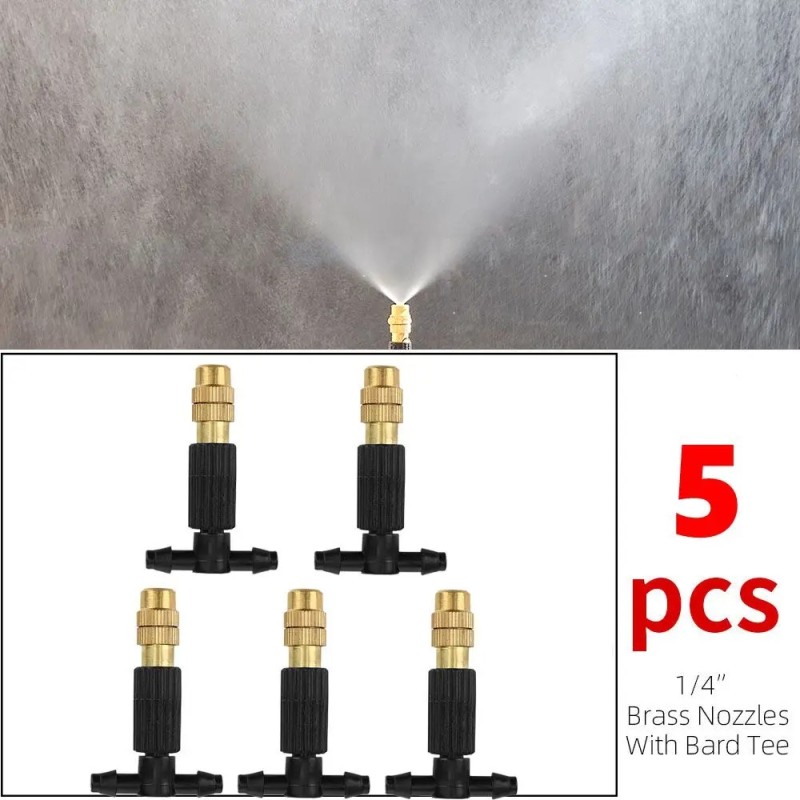 50-1 buc 4/7PVC Sistem de răcire cu aburire în aer liber Irigare grădină Udare 1/4 inchi Atomizor din alamă Micro stropitoare de