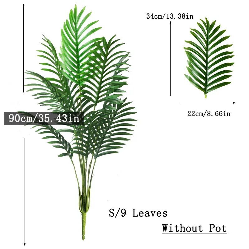 90-120 cm Palmier fals mare Plante tropicale artificiale Frunze de monstera din plastic Frunziș mari de palmier pentru decorarea