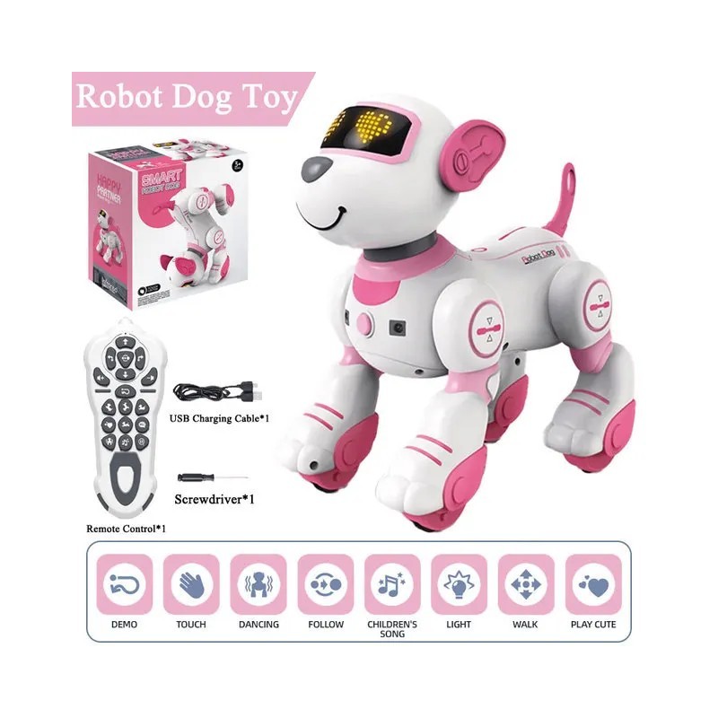 Robot electronic câine robot câine cascadorie mers dans jucărie tactilă inteligentă control de la distanță animal de companie el