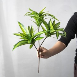 36 cm 3 capete Palmier artificial Ramă de bambus din plastic Plante tropicale în ghiveci Iarbă falsă pentru decorarea peretelui 