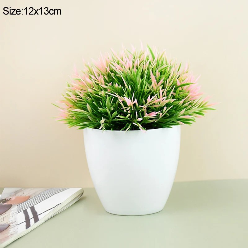 Plante artificiale în ghiveci Bonsai verde, copac mic, iarbă, plante, ornament pentru ghiveci, flori false pentru decorarea case