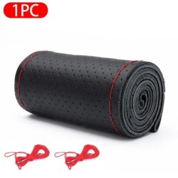 SEAMETAL Husă pentru volan de mașină din piele naturală cu fir de ace împletitură DIY 37-38 cm Protecție anti-alunecare din piel