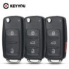 KEYYOU, 10 buc, 2/3/4 butoane, carcasă de cheie pentru telecomandă pentru Skoda Octavia VW Volkswagen Golf Mk6 Tiguan Polo Passa
