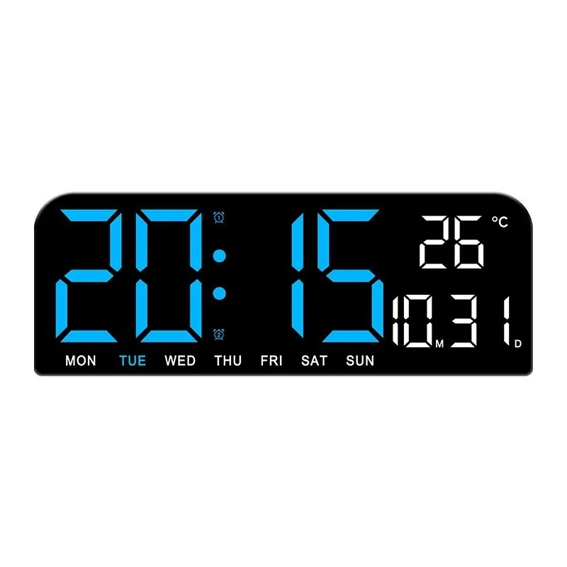 Alimentat prin USB Ceas de perete digital mare de 9 inchi Temperatura Data Săptămâna Cronometrare Numărătoare inversă Dimmer aut