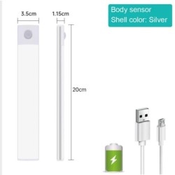 Lumină de noapte Lumină cu senzor de mișcare USB fără fir Lumină sub dulap pentru dulap dulap dulap Iluminare interioară 3 culor