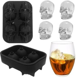 3D Craniu Mucegai din Silicon Tava pentru Cuburi de gheata Mucegai pentru cuburi de gheata Mucegai pentru bile de gheata, Whisky