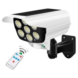 Lumini solare cu senzor de mișcare în aer liber Proiector cu 77 LED-uri Impermeabil Momeală simulată fără fir Cameră de securita