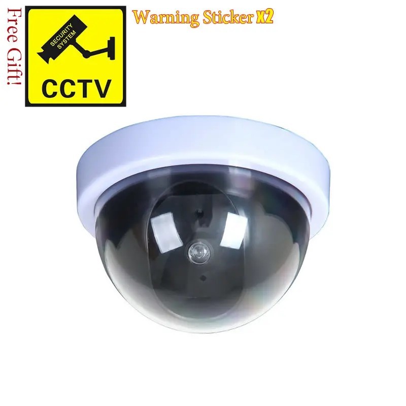 Cameră simulată fără fir alb/negru Cameră de securitate CCTV cu dom din plastic fals cu sistem de supraveghere LED intermitent p