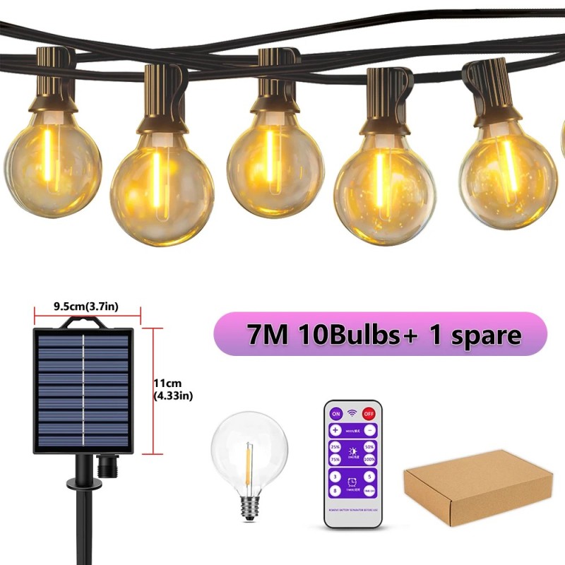 Lumini solare pentru exterior G40 pentru terasa cu becuri LED rezistente la spargere, lumini suspendate rezistente la intemperii