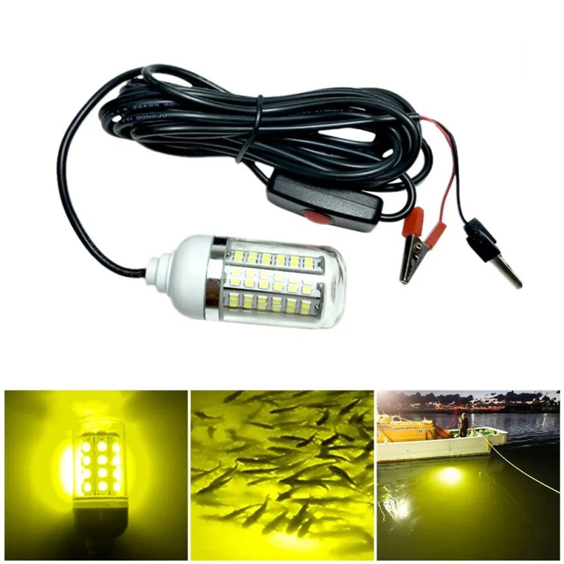 Lumină de pescuit cu LED 12V 100W Ip68 Lampă pentru căutarea peștilor cu momeală 108 led-uri 2835SMD Atrage creveți Calamar Kril