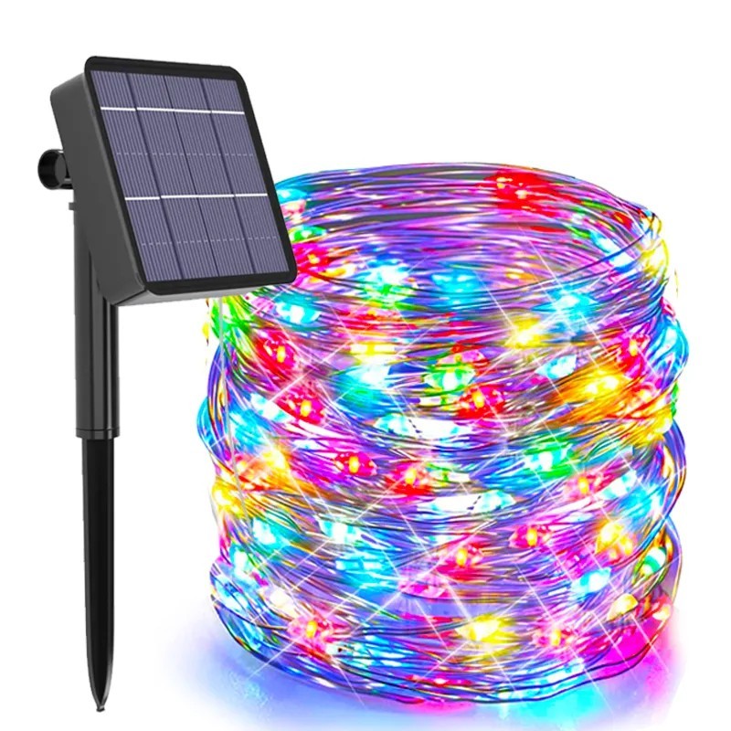 Lumini solare cu LED-uri șiruri de iluminat în aer liber, decorațiuni de grădină, decorațiuni de grădină, ghirlande de zâne de C