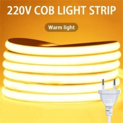 220v Led Ribbon Adeziv Bandă Led COB de înaltă luminozitate pentru cameră Bandă Led impermeabilă Panglică flexibilă pentru ilumi