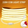 220v Led Ribbon Adeziv Bandă Led COB de înaltă luminozitate pentru cameră Bandă Led impermeabilă Panglică flexibilă pentru ilumi