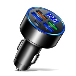 Încărcător auto LED 250W 5 porturi Încărcare rapidă PD QC3.0 USB C Încărcător telefon auto Adaptor tip C în mașină pentru iphone