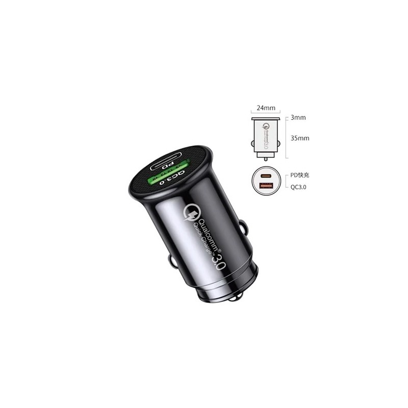 Mini încărcător auto 100W tip C Dual USB Încărcare rapidă pentru iphone 15 pro max Samsung Huawei Xiaomi Încărcător pentru brich