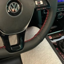 Capac împletitură pentru volan de mașină, piele artificială neagră pentru Volkswagen VW Golf 7 Mk7 Touran Up Nou Polo Jetta Pass