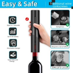 Deschidetor de vin electric Tibușon automat Deschizător de vin pentru baterie de bere Deschizător de sticle Cutter folie Deschiz