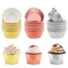 100 de bucăți din folie metalica pentru cupcake, cutii de hârtie pentru brioșe, cești de copt, aur roz, nuntă, ziua de naștere, 