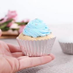 100 de bucăți din folie metalica pentru cupcake, cutii de hârtie pentru brioșe, cești de copt, aur roz, nuntă, ziua de naștere, 