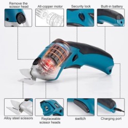 Foarfece electrice multifuncționale de 3,6 V Mașină de tăiat țesături Foarfece pentru piele cu lame din oțel tungsten Instrument