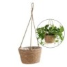 Jardinieră agățată de grădină Coș de depozitare pentru plante Macrame Coș de iuta țesut Suport pentru ghiveci de interior în aer